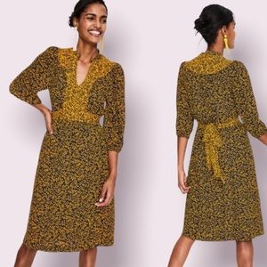 Boden tie Waist shift Ariadne Dress in yellow